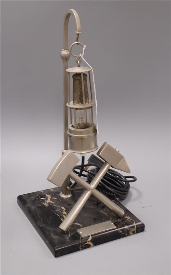 A German mining presentation lamp height 39cm